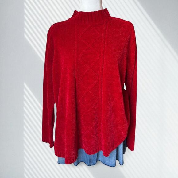 Vintage Sag Harbor Red Mock Neck Sweater - Picture 2 of 5